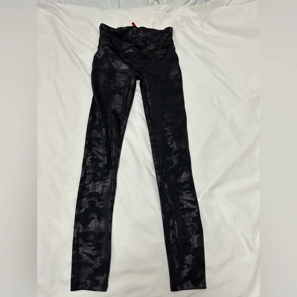 SPANX Faux Leather Camo Leggings
